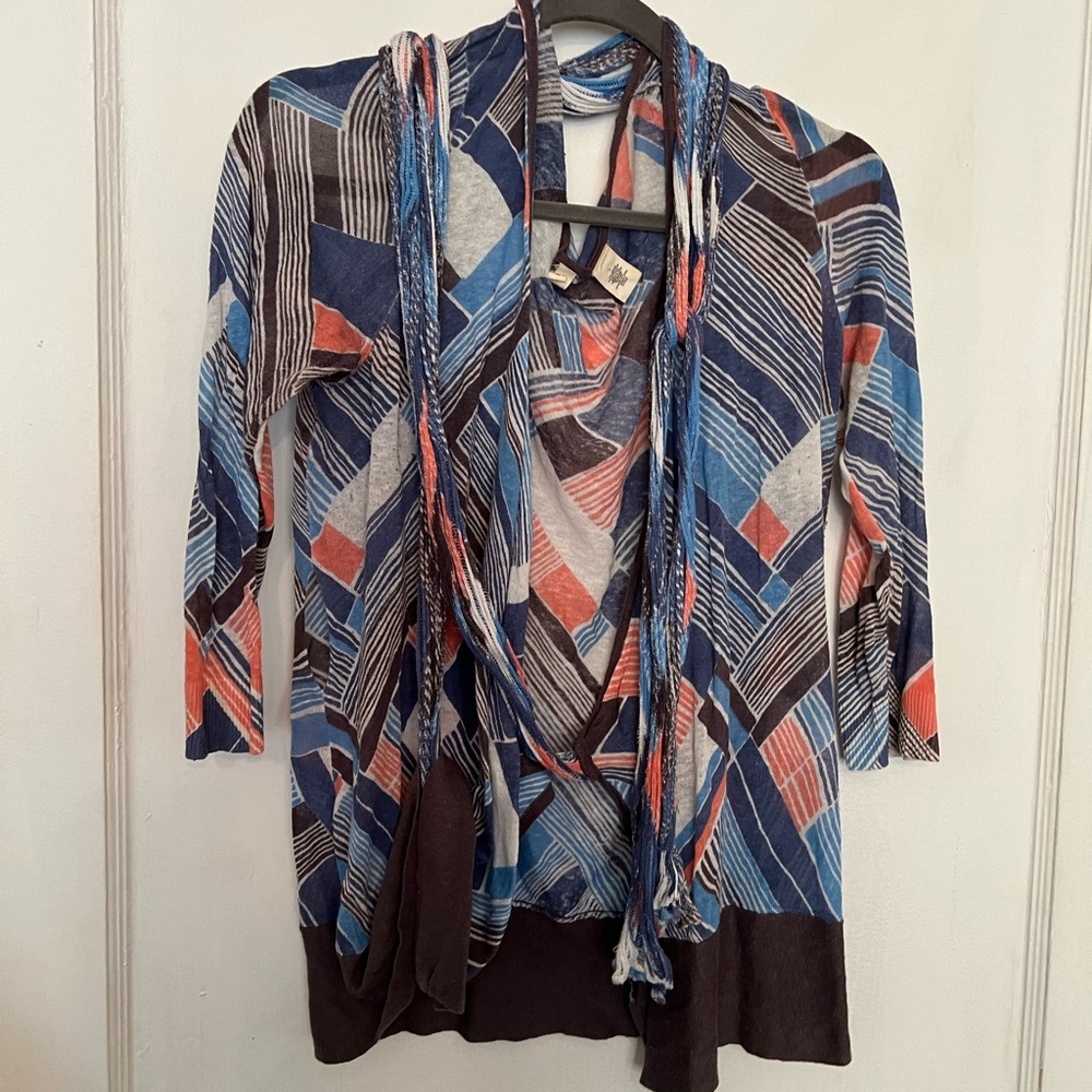 Anthropologie Moth Multi Stripe Wrap Cardigan In L - image 4